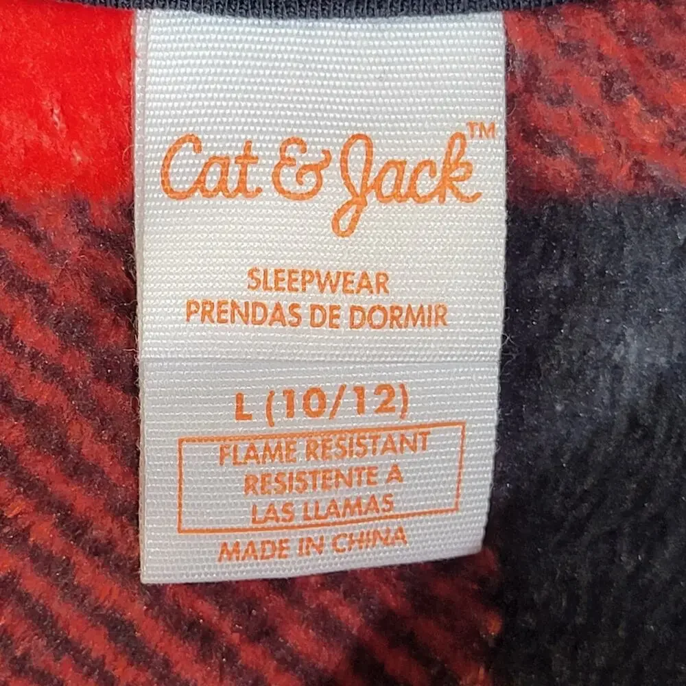 Cat & Jack Flannel Long Sleeve Pajama Top, Red, Sz L (10/12), NWT